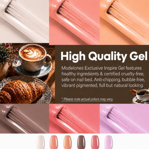 Image of Bolt Bee Gel Polish Kit Gel Polish Set,6 Colors Light Soft Sakura White Nude Spring Soak Off Nail Art Design Manicure Kit at Home (25)