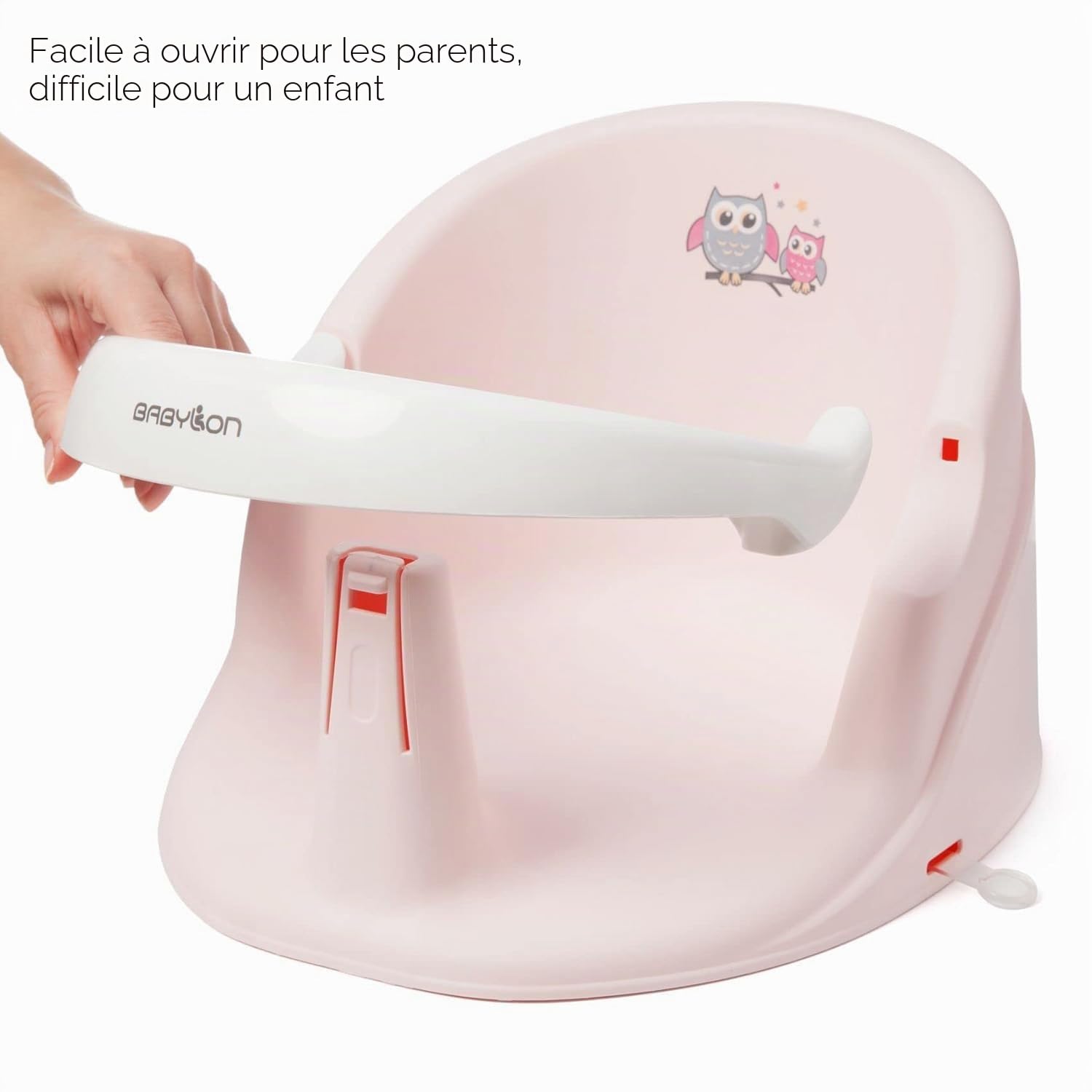 BABYLON Nemo Siège de bain Bébé, Baignoire, ventouses, 6M+, Rose/blanc
