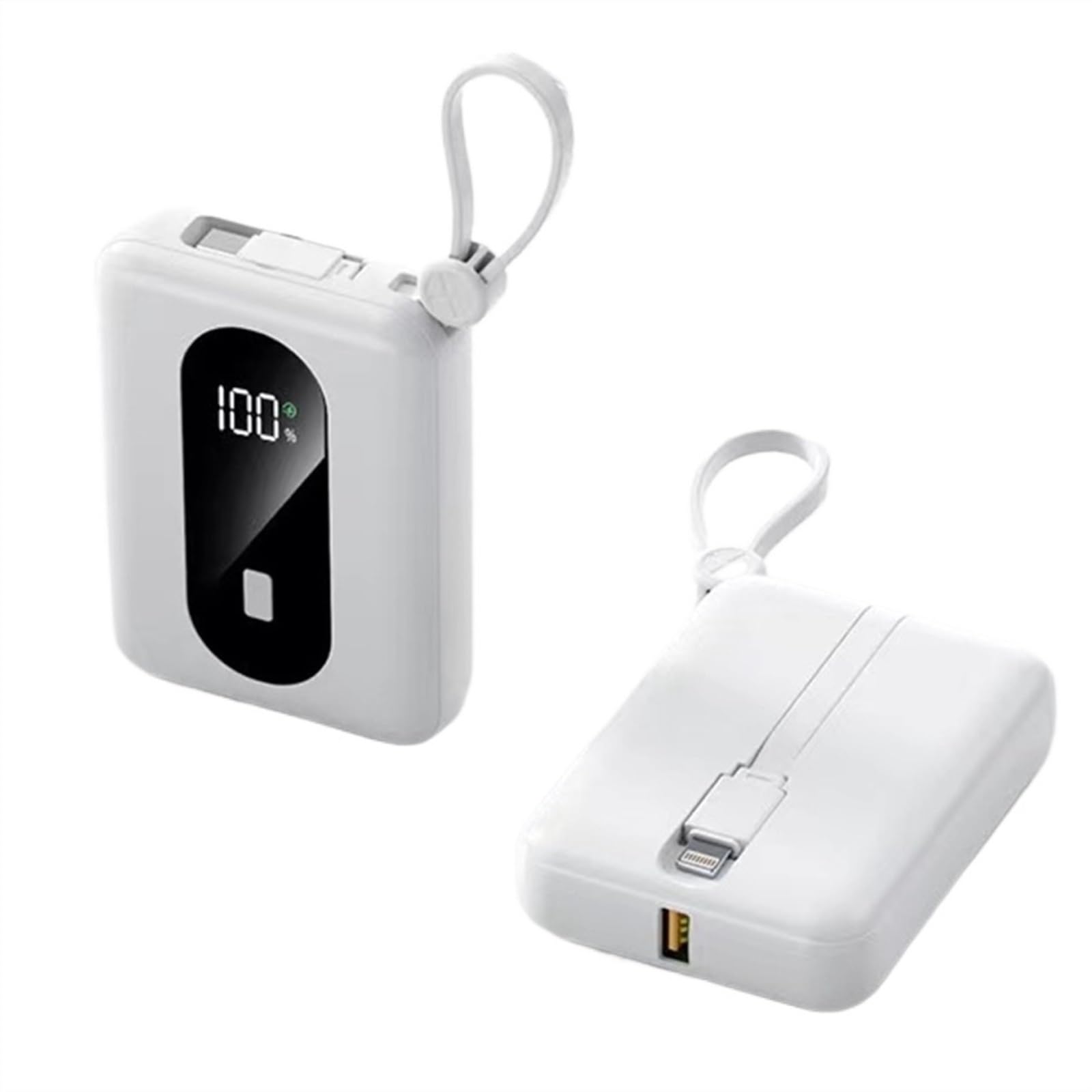 Powerbank O Dużej Pojemności 72W 20000Mah Przenośny Wbudowany Zasilacz Kablowy Szybka Bateria Mobilna Kompatybilny Z IPhonem Kompatybilny Z Samsungiem Kompatybilny Z Xiaomi (Color : White, Size : 20