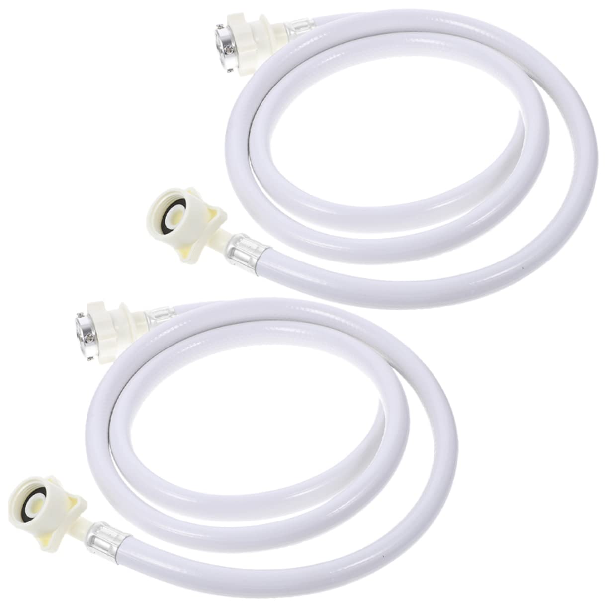 Manguera de Entrada para Lavadora 2m, Juego de 2 Piezas | Pvc Blanco Cabeza de Acero Inoxidable, Unión en Ángulo 90°, Flexible y Gruesa