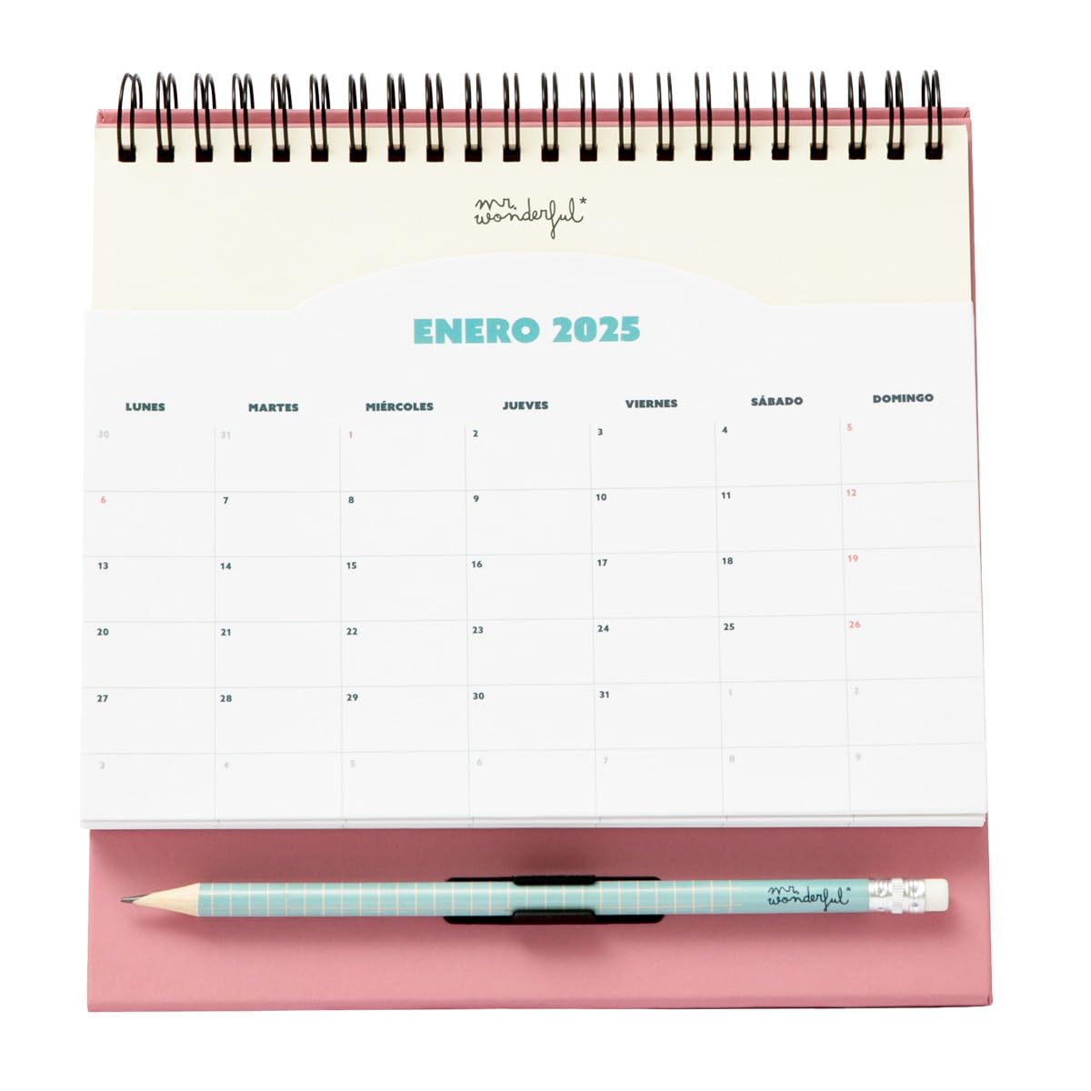 Mr. Wonderful - Desktop Calendar with Pocket 2025 to Enjoy Your Happy Moments - Includes 1 Sticky Notes Pad