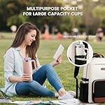 LOVEVOOK Laptop Backpack for Women with Pouch Pocket for Large Capacity Cup,15.6 Inch Laptop Computer Bag Travel Backpack Purse,Waterproof Work Business Backpack College Teacher Bags,Beige-Black-Brown - Image 2