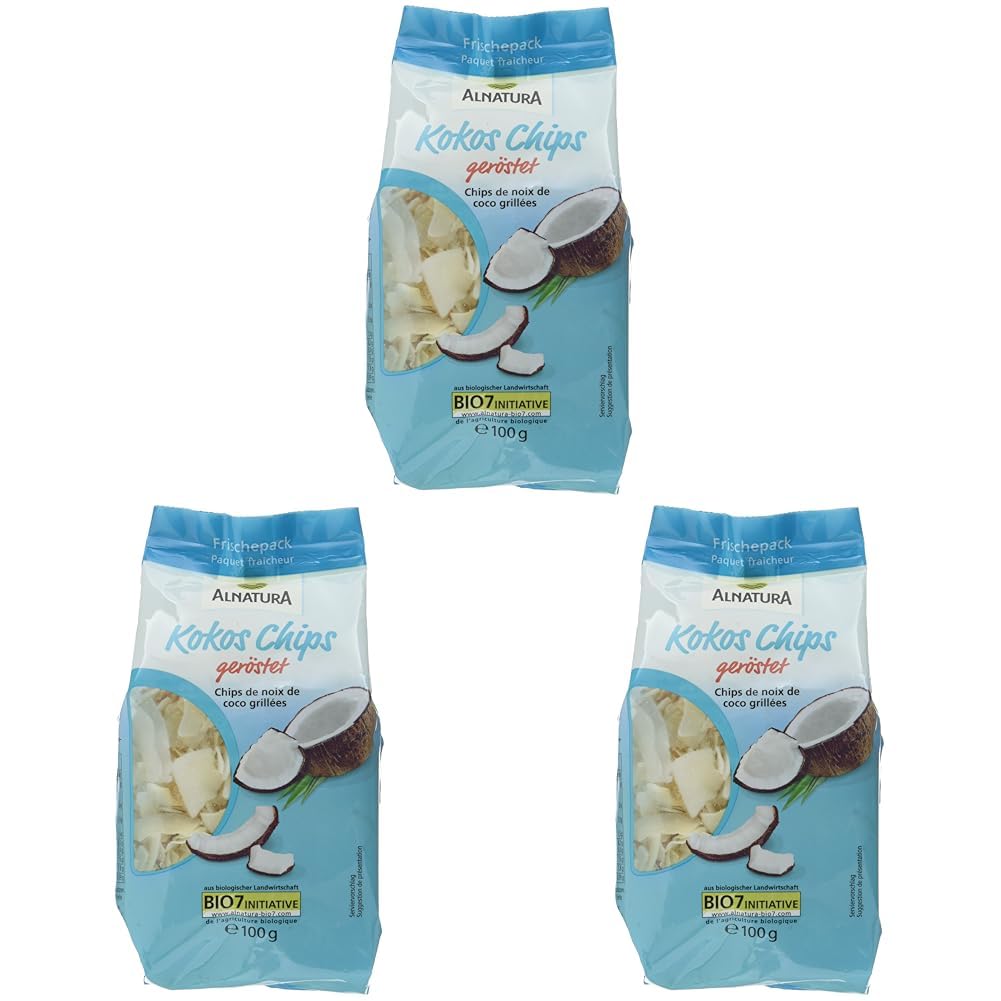 Alnatura Bio Kokos Chips geröstet, 100 g (Packung mit 3)