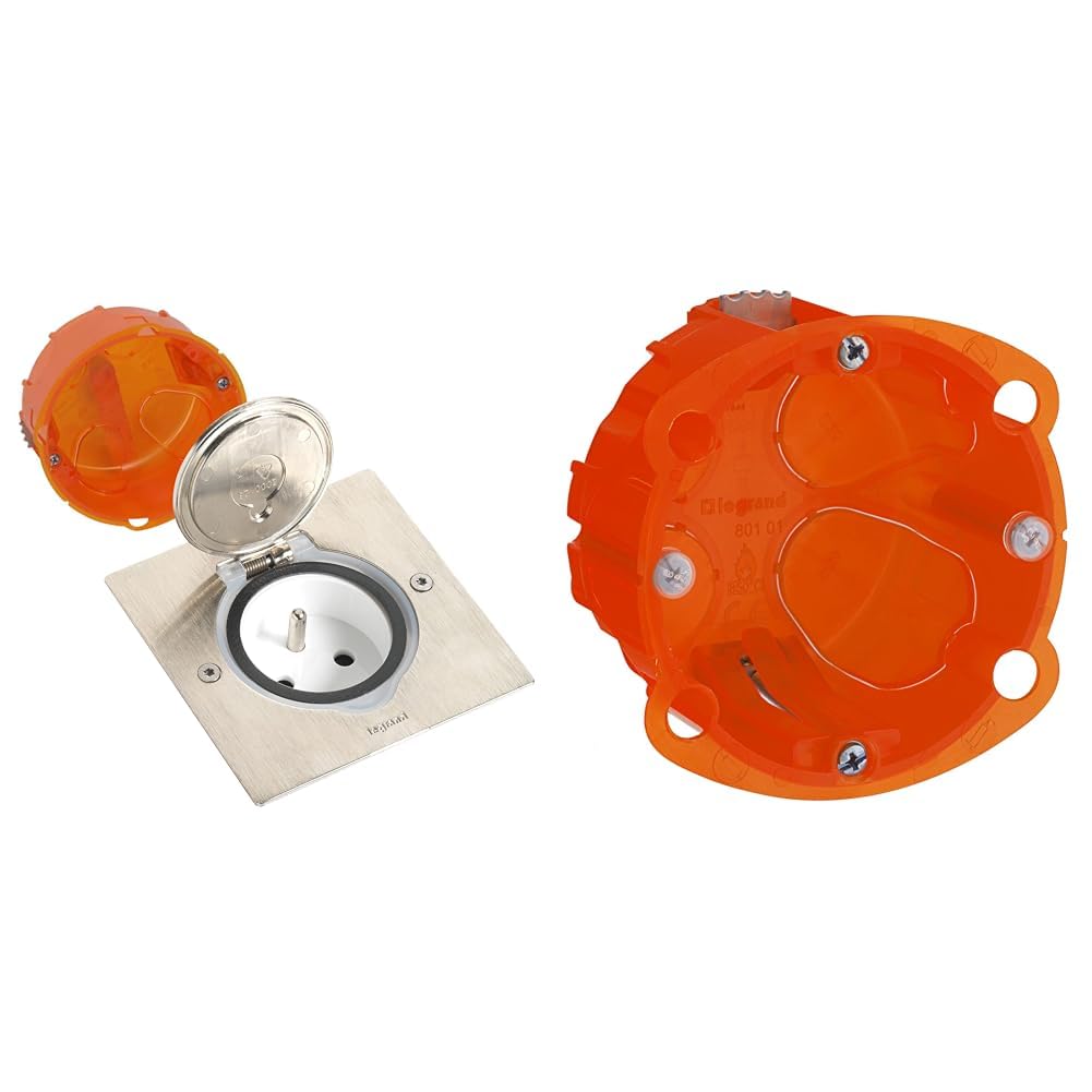 Prise de sol Legrand Inox brossé durable avec boîte encastrable 1 poste