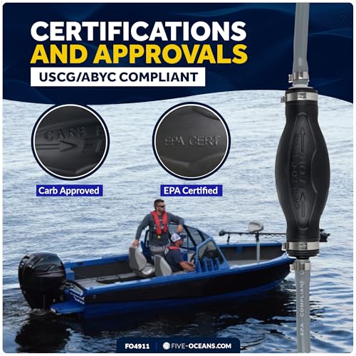 Image of Five Oceans Marine Boat Fuel Line Kit Compatible with Mercury 3 /8-Inch x 6-Foot, EPA /CARB Approved, Leakproof Outboard Fuel Line for All Mercury Engine End & Tank End Male Fitting (Pre-1998) - FO4911