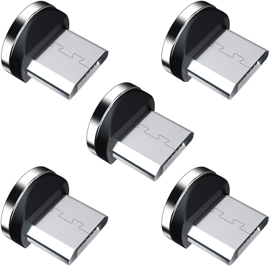 HanCenDa Adaptateur de câble de téléphone magnétique Lot de 5 connecteurs magnétiques Têtes de pointe Prise magnétique puissante rotative à 360 ° pour appareil Android micro USB