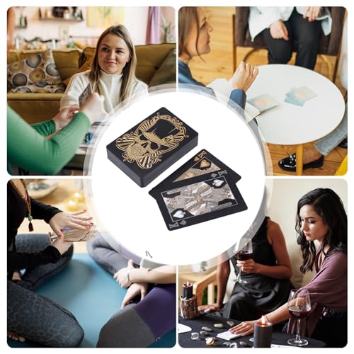 Pokerkarten mit Schädel – breite Verwendung von schwarzem PVC, wasserdichtes Aluminiumfolienpaket | Einzigartiges Kartenset für den Abend, Go-Angeln, Trickspiel, Familientreffen – Bild 6