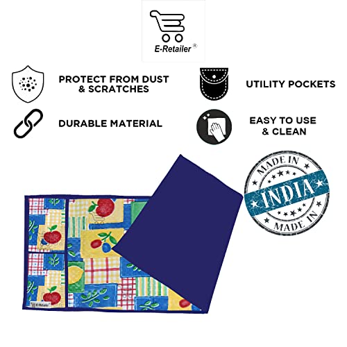 Image of Microwave Oven Top Cover Dustproof 3-Layered Polyester Fabric with 4 Utility Pockets Washable Kitchen Appliance Protector (Blue, 36x14 Inch, Up to 30 Liter)