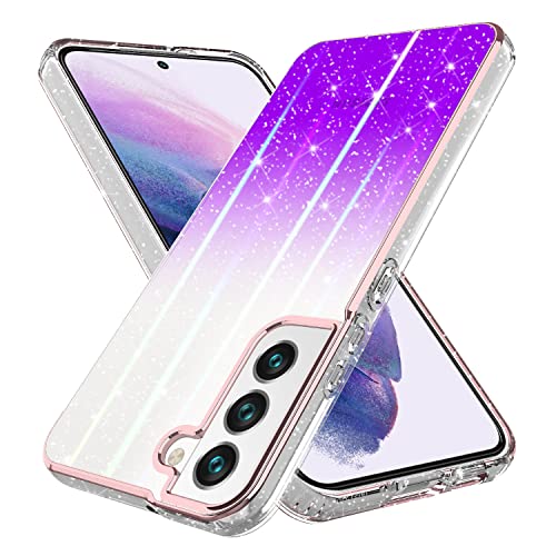 Funda para Samsung Galaxy S23 transparente morada con purpurina y protección antichoque