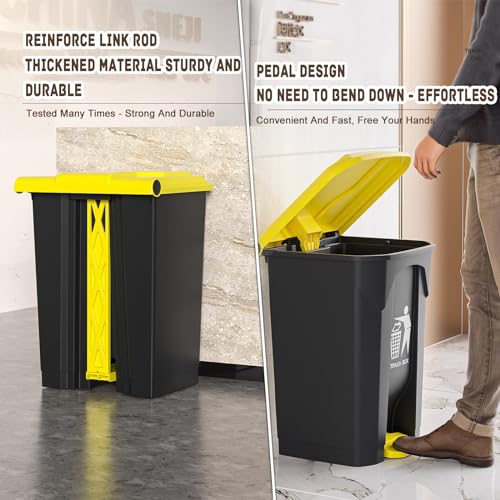 2 Pack Large Capacity Outdoor Trash Bins with Lid - Hands-Free Pedal Wastebaskets for Porch, Backyard, Deck, Patio - Convenient Design for Easy Outdoor Waste Management