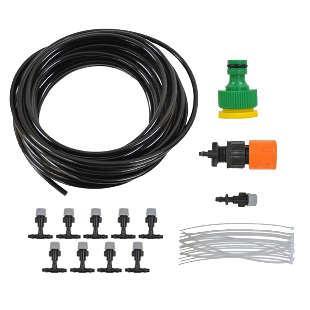 JapardWatering System 16ft for Plants Tubing Watering System Self Watering DIY Mist Cooling Drip Tubing Irrigation Tubing Kits for Garden Patio Wall Kids Padding Pool 5m