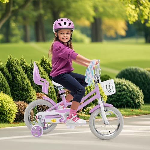 Image of BABY JOY Girls Bike with Streamers & Doll-Seat, Kids Bike for 3-8 Years Old