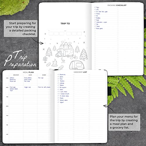 Clever Fox Camping Journal – Camper Log Book & Rv Trip Planner – Outdoor Camp Journal & Adventure Travel Notebook – 12 Trips Total, 8 Pages Per Trip – Hardcover, A5 Size (Black) #TOP4