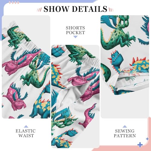 ZZXXB Wild Dinosaur Pattern Boys Long Pants Soft Trousers Elastic Waist Kids Lounge Bottoms with Pockets S-XL4