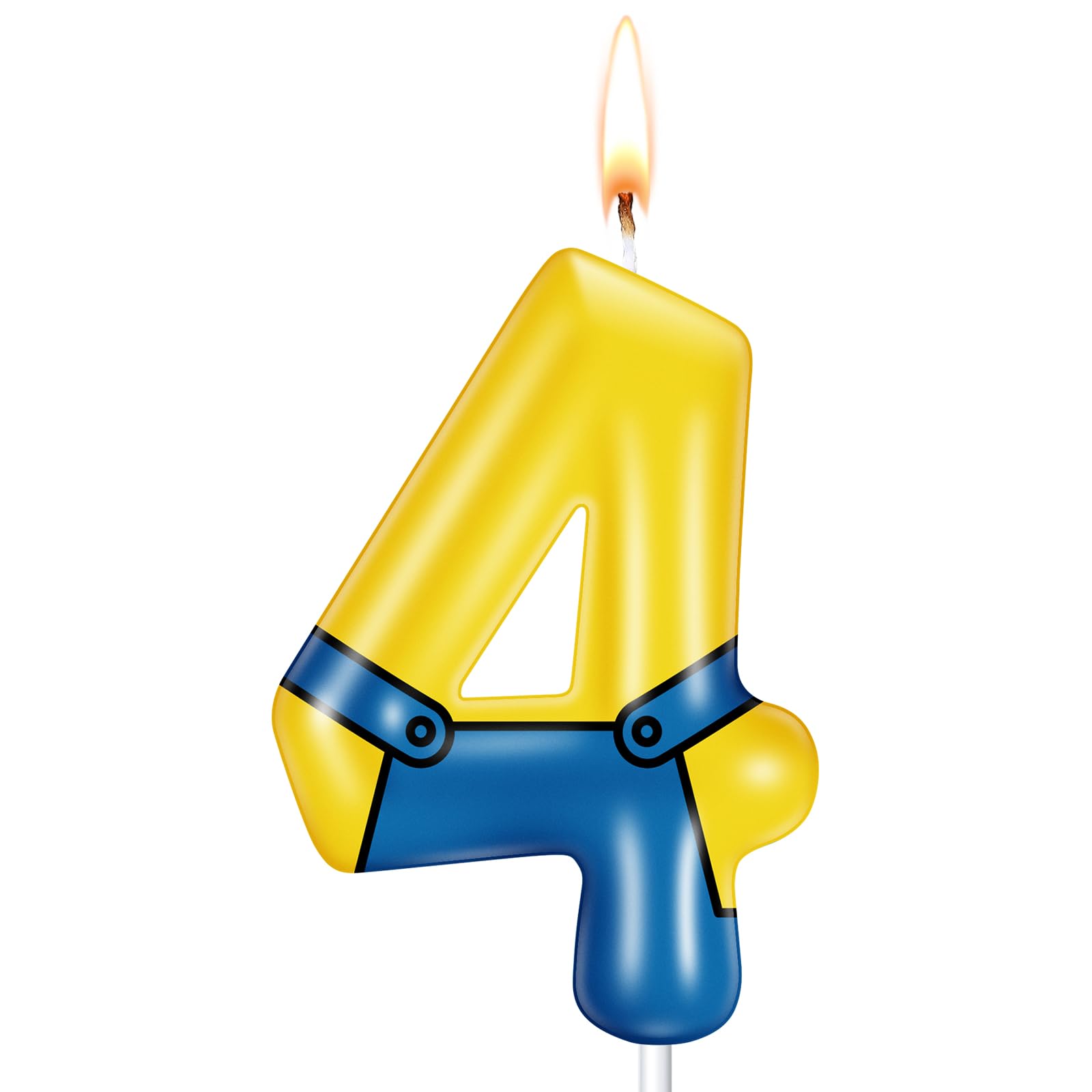 Yuntau Yellow Jeans Cartoon Themed Birthday Candles Yellow Number Patrol Candle Cake Cupcake Topper Decorations for Boy and Girl Birthday Supplies(
