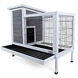 Petsfit Rabbit Hutch Indoor Bunny Cage with Pull Out Tray, Guinea Pig Cage Hutch Outdoor