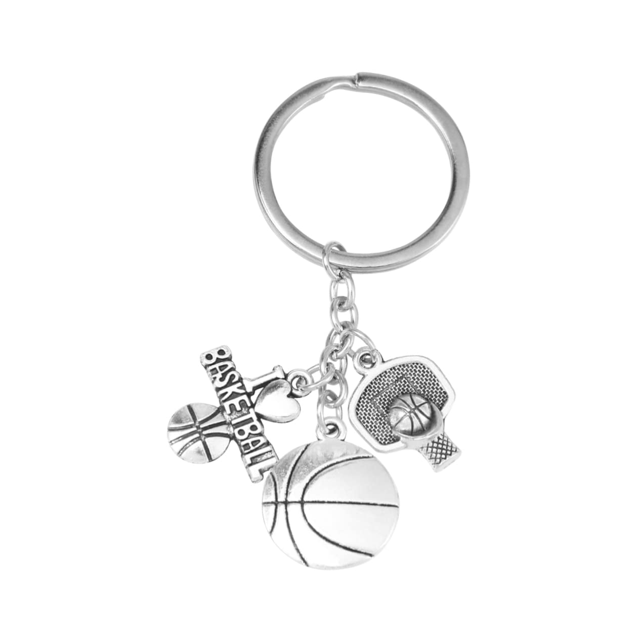 LIFKOME Portachiavi in Lega di Zinco Argento Pendente a Tema Basket Design Creativo e Lavorazione Delicata, come Decorazione o Regalo per Appassionati di Sport
