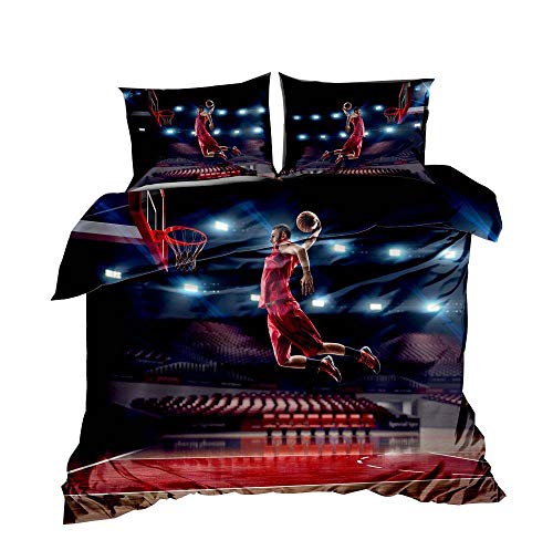 KTLRR Juego de Funda de edredón de Baloncesto tamaño Super King, Juego de Cama de 3 Piezas con 2 Fundas de Almohada, sin edredón, Nyy383, Full(225x200cm,3pcs)