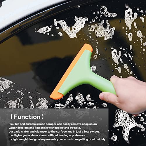 Silicone Squeegee Window Shower Squeegee,Super Flexible Silicone Squeegee, Shower Glass Squeegee, Window Tint Squeegee, Auto Water Blade For Car Windshield, Window, Mirror, Glass Door (Green) #TOP6