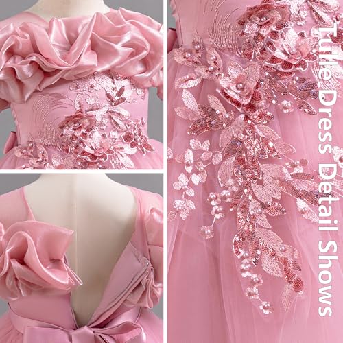 Girls' Special Occasion Dresses with Cloud Shoulder Design, Mid-Length Easter Dress for Girls4