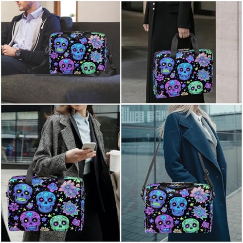 Sac pour ordinateur portable à motif tête de mort fluo résistant à l'eau