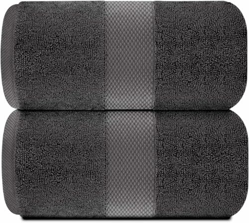Image of White Classic Luxury Bath Sheets Towels for Adults Extra Large | Highly Absorbent Hotel Collection | 35x70 Inch | 2 Pack (Charcoal Gray)