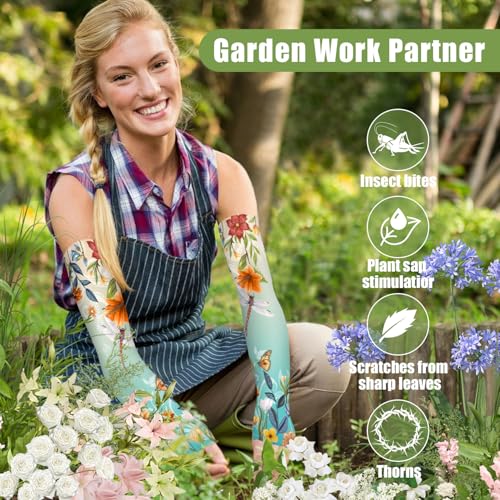 Image of Bebila Gardening Sleeves for Women Farm UV Sun Protection Anti-Scratch Cooling Sleeves with Thumb Hole Arms Cover Outdoors