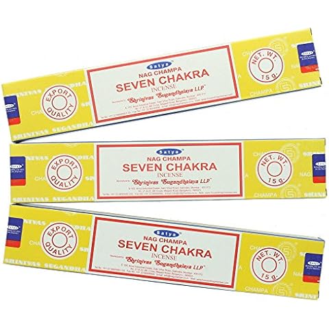 Satya Seven Chakra Incense Sticks 15gram x 3 pack With Giftbrit Incense Sticks Holder for Meditation, Yoga, Relaxation, Healing and Positivity Cover