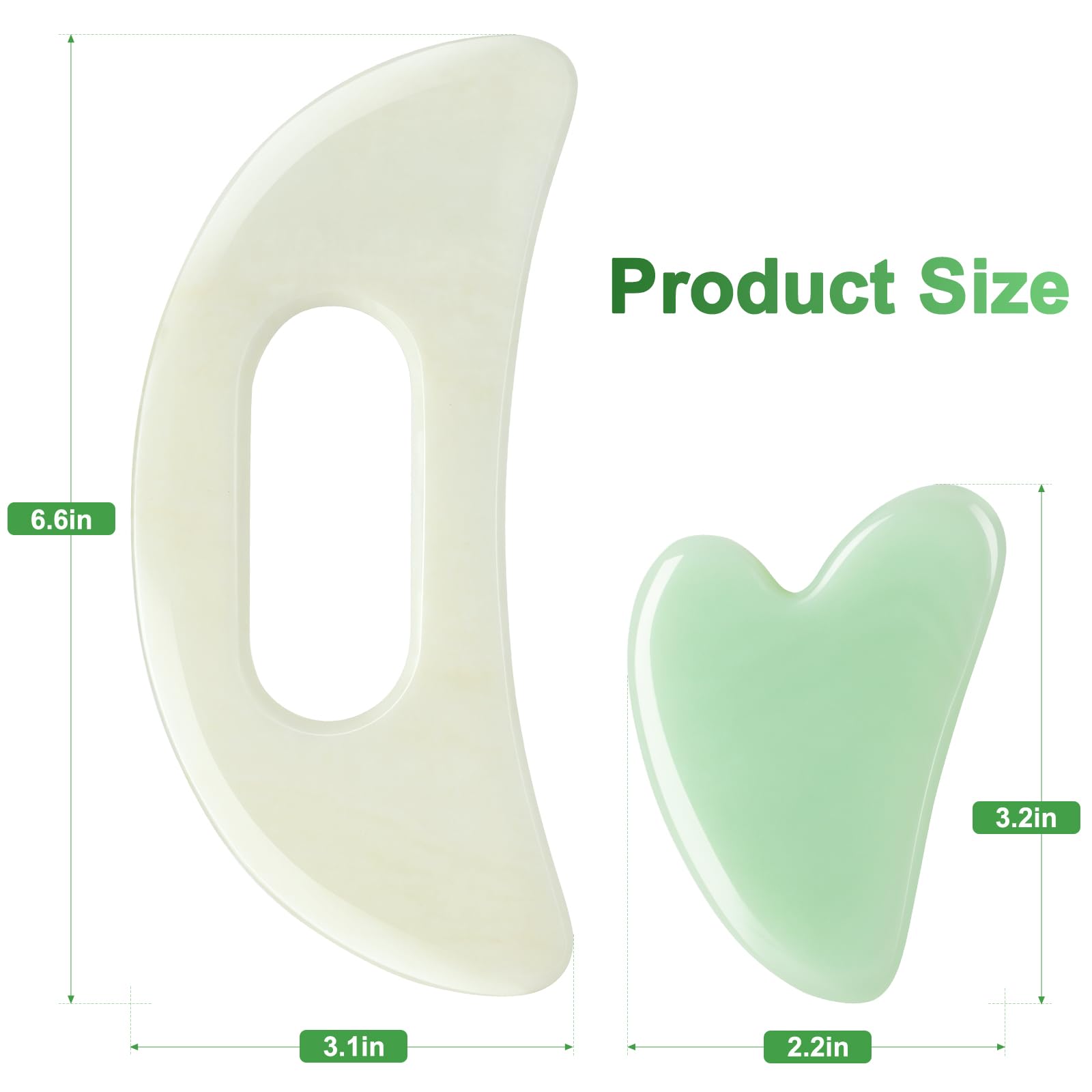 Juego de herramientas de masaje Gua Sha de piedra de jade más grande, tabla Guasha con mango, herramientas de masaje para raspado muscular, herramientas de acupuntura facial, anticelulitis, spa para
