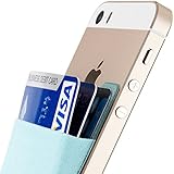 Card Holder, Sinjimoru Ultra-slim Adhesive Wallet iPhone credit card holder, iPhone case with a card holder, Credit Card Wallet, Card Case and Money Clip. For Android, Sinji Pouch Basic 2, Light Blue