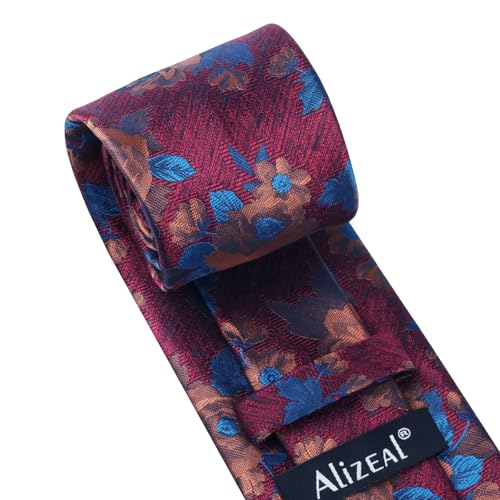 Image of Alizeal Mens 3.15'' Colorful Flower Pattern and handkerchief Necktie Set