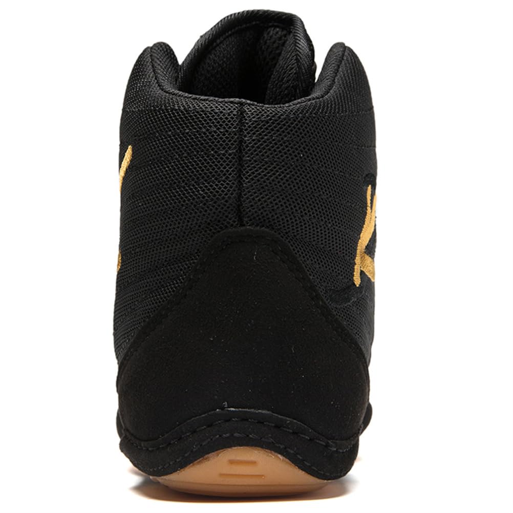 Scarpe da Lotta Unisex per Adulti da Uomo E Donna, Alte, Leggere, per Fitness, Boxe, Kickboxing, Palestra E Sport,Nero,37 EU