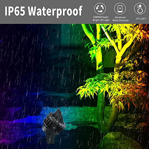 RSN LED Outdoor Spotlight 18W RGB Color Changing LED Landscape Lights COB Led Spotlights Waterproof Garden Lights with Remote Controller for Tree,Flag,Wall,Lawn - Image 6