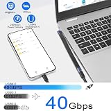 QIANRENON 40 Gbps USB4.0 C gniazdo na wtyk, kąt 90°, krótki kabel 240 W, USB 4.0, typ C, kątowy kabel przedłużający PD do szybkiego ładowania, do smartfonów Thunderbolt 4, 14 cm/5,1 cala (zagięcie