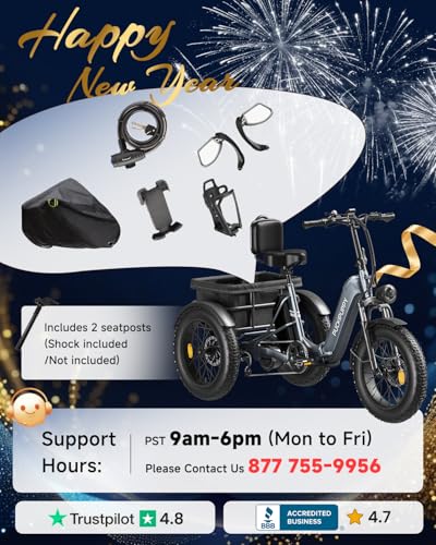 PUCKIPUPPY Electric Tricycle for Adult with 960W Peak Motor,