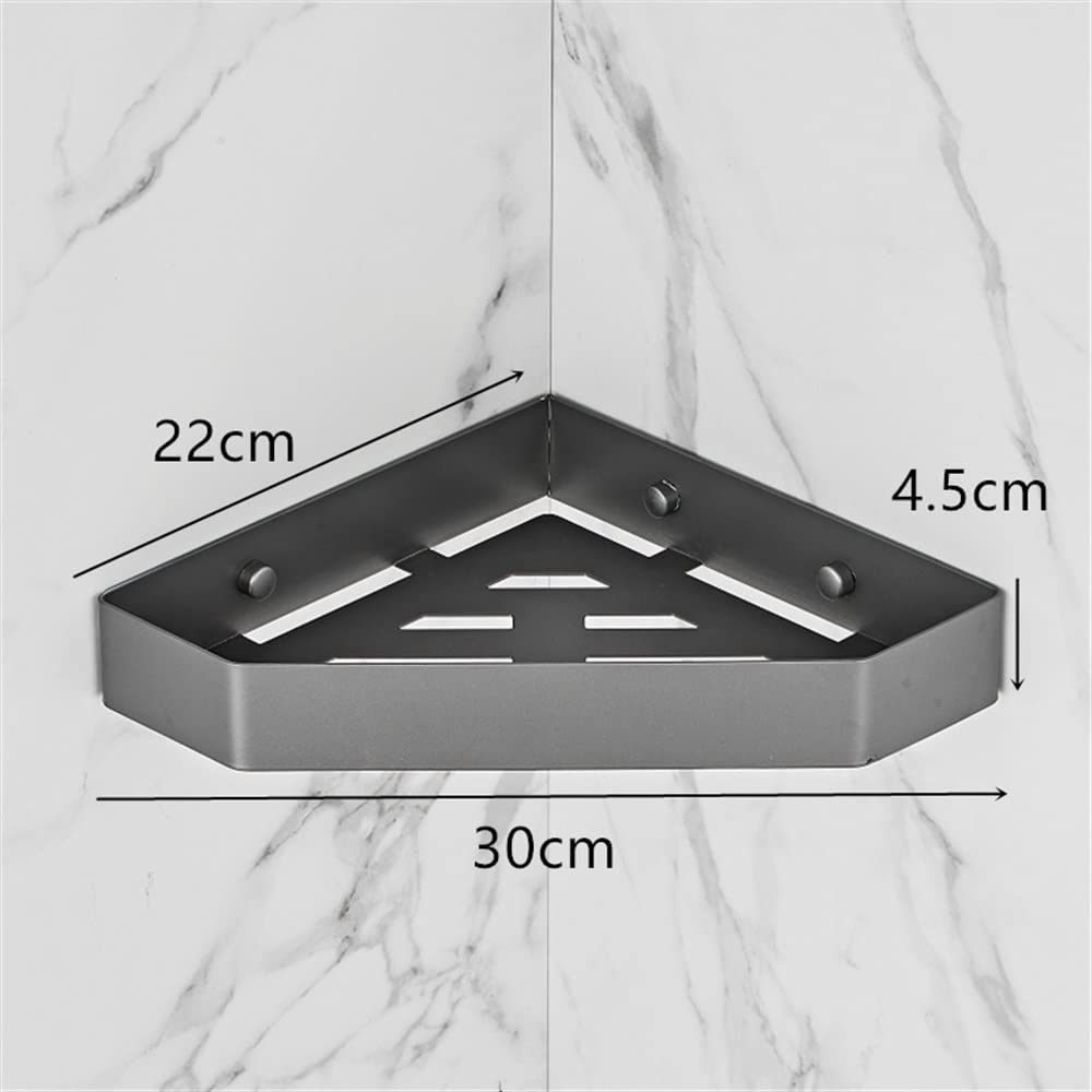 Scaffali da bagno squisiti Scaffale da bagno, Scaffale doccia da bagno cromato, Scaffale angolare da bagno nero in acciaio inossidabile, Portaoggetti da cucina grigio a parete (Color : Two Tier Black)