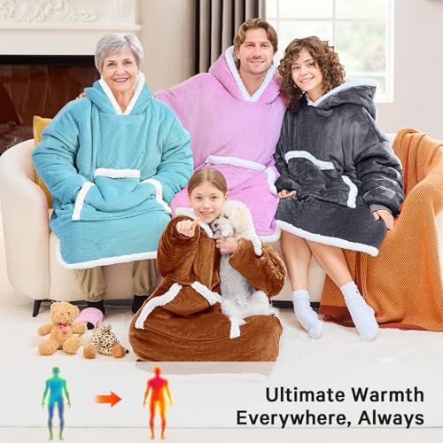 JOYWOO Caramel Kids Wearable Blanket Hoodie, Oversized Cat lovers Hoodie Blanket for kids & Teens,Birthday Gifts for Girl Boys,Cozy Fuzzy Sherpa Fleece Blanket Giant Pocket Winter Gifts,Caramel