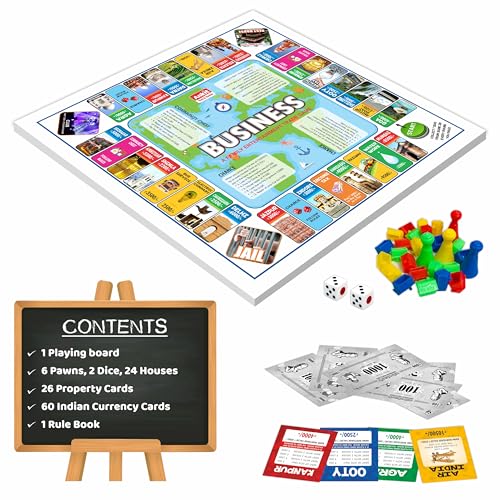 Image of Ankit Toys & Games Business Board Game for Kids & Family Entertainment Indian Real Estate Strategic Trade and Property Management Basic Business Game for Ages 6+ (Board Size 38 * 38 Cm)