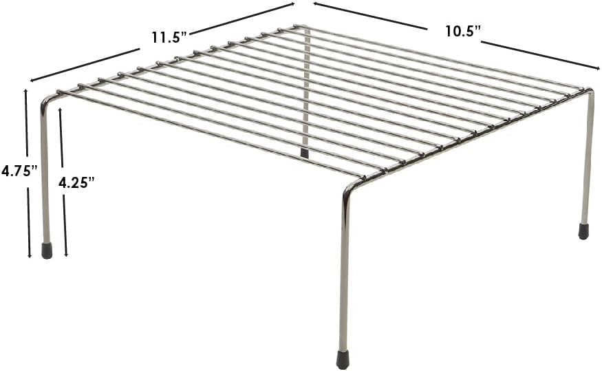 Freestanding Shelf Helper for Dinnerware by Home Basics | Storage Organizer for Cabinets or Countertop | Holds Plates, Bowls, Cups, and More | Rubber Feet