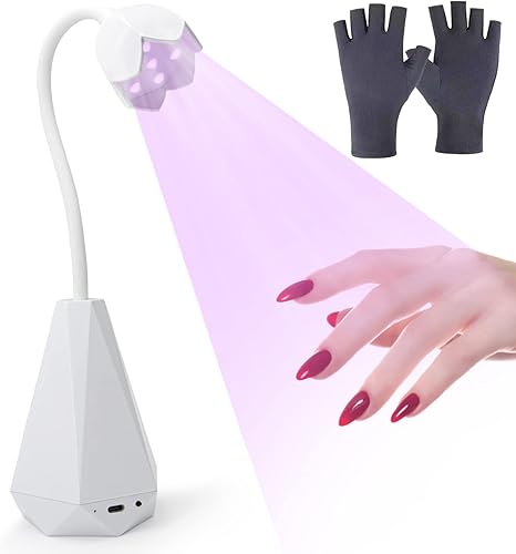 KEINE MARKE Lámpara de uñas LED UV luz UV para uñas con guantes, mini cuello de cisne de 21 W, rotación de 360, manos libres para esmalte de gel,