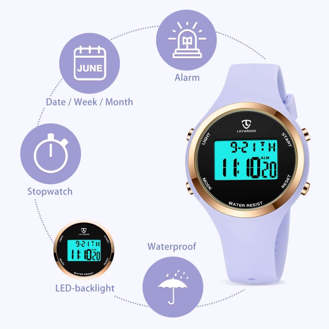 BEN NEVIS Reloj Digital para Niñas y Niños con Alarma, Luz LED, Cronómetro, Calendario, 12/24 Horas, Correa de Silicona