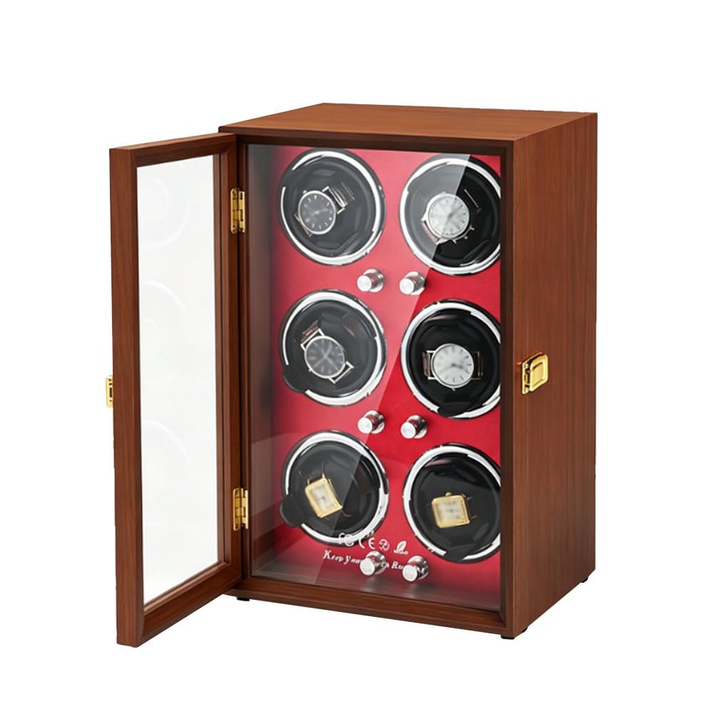 HGTRH Watch Winder, Watch Winders for Automatic Watches Watch Spinner 4 Watch Winder Watch Winder 4 Dual Watch Winder Red 6 Winding Station