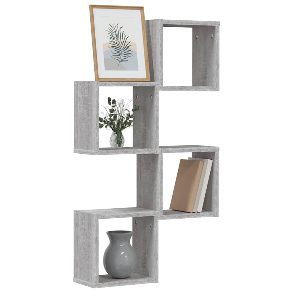 vidaXL Wall Shelves Wall-Mounted 4 pcs Grey Sonoma 26 x 15 x 26 cm