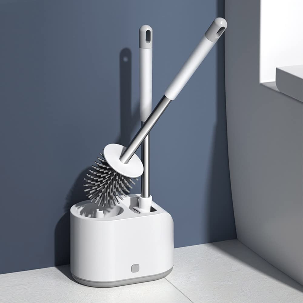 Silikon Toilettenbürste Set mit Halter - 2 Bürsten für effektive Toilettenreinigung & hygienische Badezimmerutensilien Leicht zu reinigen & schnell trocknend WC Bürstenset