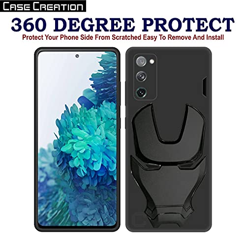 Image of COVERLY Official 3D Touch Feel Trending Real Hero Avengers Logo Mask Soft Rugged Grip TPU Silicone Iron Man Super Power Cartoon Movie Silicone Matte Strong Back Cover for Samsung Galaxy S20 FE -Black