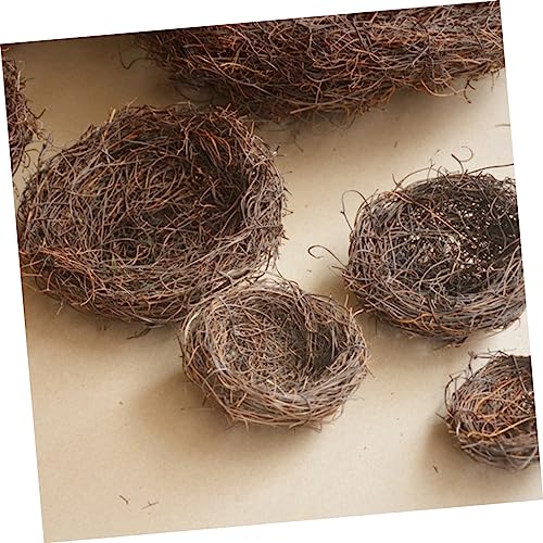Image of Abaodam 6-Pack Decorative Bird Nest Ornaments 4.72 X 4.72 X 1.77 in Rattan Bird Nest Decor for Home Garden Birdcage Accessories Craft and Photo Props