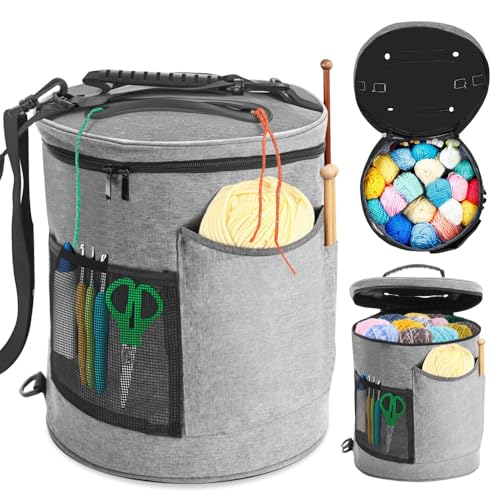 Cinza, Organizador de Saco de Bolsa de Tricô Durável, Sacos de Fios para Crochê Estojo de Suporte de Fio para Agulhas de Tricô, Bolsas E Totais de Crochê, 30 * 34 * 2cm