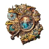 AEEKDOOK Wooden Puzzles for Adults - 200 Pieces Explorer's World Puzzle - Unique Shapes Wooden Jigsaw Puzzles for Adults - Eco-Friendly Home Office Decor (M-11.7 * 10.8in)