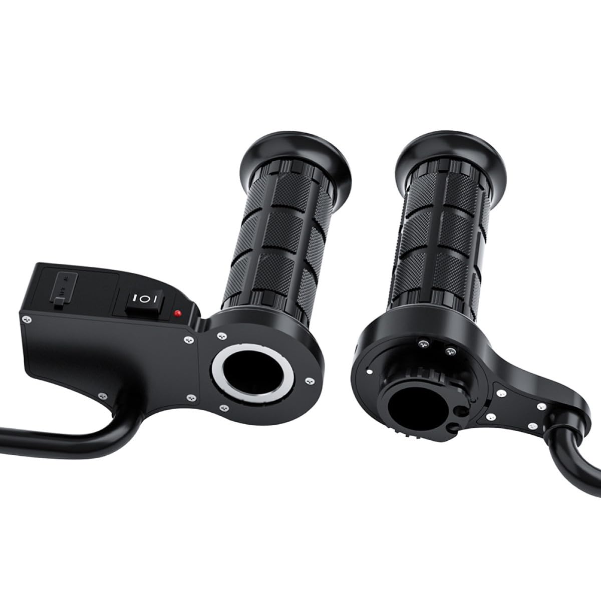 Puños Eléctricos Calefactables Pantalla Digital para Manillar de Motocicleta Ajustable, Nylon y Tpu, Instalación para Atv y Moto de Ruedas