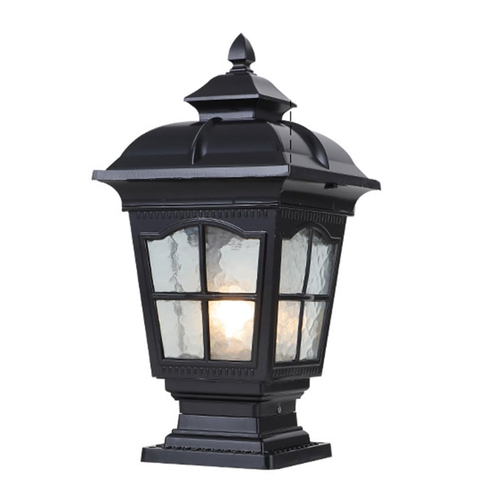 KUEYANB Post Lamp Hard-Wired Waterproof Garden Villa Post Cap Light Exterior Lamp Post Lantern Head for Courtyard Gate Wet Location Rated Industrial Style Fence Porch Light Fixture for Driveway